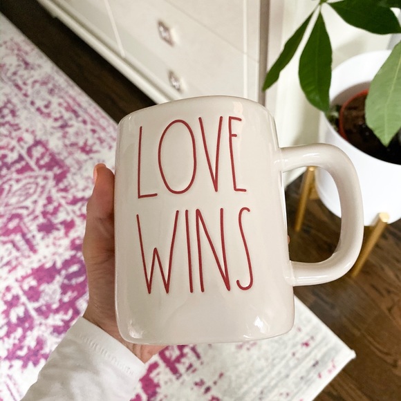 Rae Dunn Love Wins Coffee Mug / Cream & Red Color - Picture 2 of 3